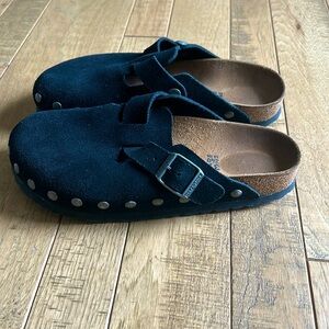 Birkenstock clogs black suede leather with stud edges. Size 6 / 37